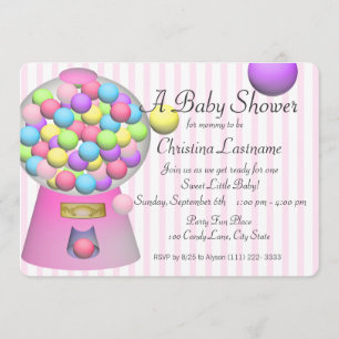 Bubblegum Baby Dusche Einladung