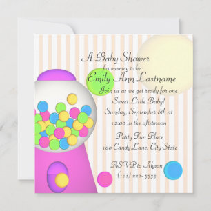 Bubblegum Baby Dusche Einladung