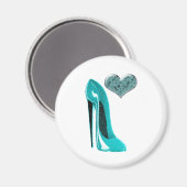 Bubblegum Blue Stiletto Shoe and 3D Heart Magnet (Vorderseite/Rückseite)