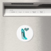 Bubblegum Blue Stiletto Shoe and 3D Heart Magnet (In Situ (Geschirrspüler))