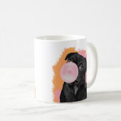 Bubblegum blühend Schwarzer Mops Rosa und Orange Kaffeetasse (VorderseiteRechts)