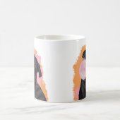 Bubblegum blühend Schwarzer Mops Rosa und Orange Kaffeetasse (Mittel)
