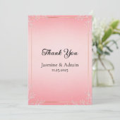 Bubblegum-Blush-Hochzeit Dankeskarte (Stehend Vorderseite)