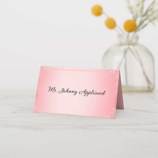 Bubblegum Blush Hochzeit  Platzkarte (Vorderseite)