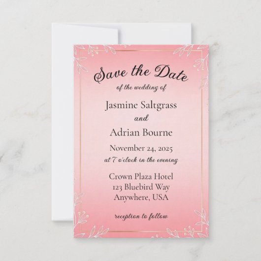 Bubblegum Blush Hochzeit Save The Date (Vorderseite)