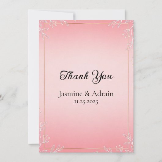 Bubblegum Blush Wedding Dankeskarte (Vorderseite)