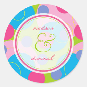 Bubblegum Bubbly Mod Dots Summer Wedding Sticker