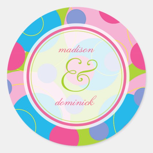 Bubblegum Bubbly Mod Dots Summer Wedding Sticker (Vorderseite)