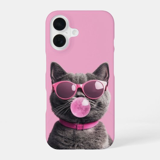 Bubblegum-Katzen-Etuikatz iPhone 16 Hülle (Rückseite)