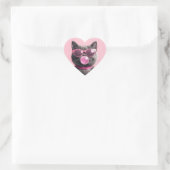 Bubblegum-Katzen-Tasse Herz-Aufkleber (Tasche)
