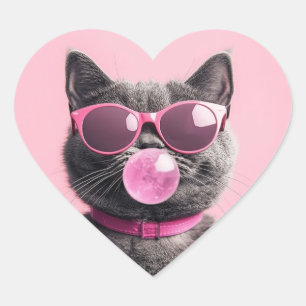 Bubblegum-Katzen-Tasse Herz-Aufkleber