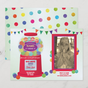 Bubblegum Machine Birthday Süßigkeiten Leckereien  Einladung