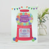 Bubblegum Machine Geburtstag Süßigkeiten Leckereie Einladung (Stehend Vorderseite)