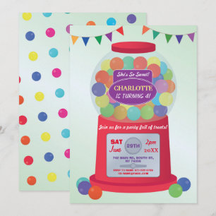 Bubblegum Machine Geburtstag Süßigkeiten Leckereie Einladung