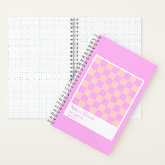 Bubblegum/Peach Modern Checkerboard Notebook Notizblock (Innen)