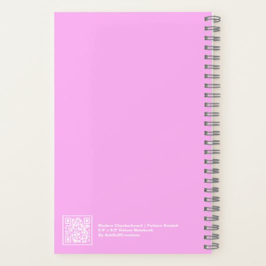 Bubblegum/Peach Modern Checkerboard Notebook Notizblock (Rückseite)