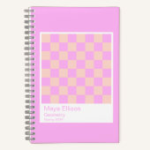 Bubblegum/Peach Modern Checkerboard Notebook Notizblock (Vorderseite)