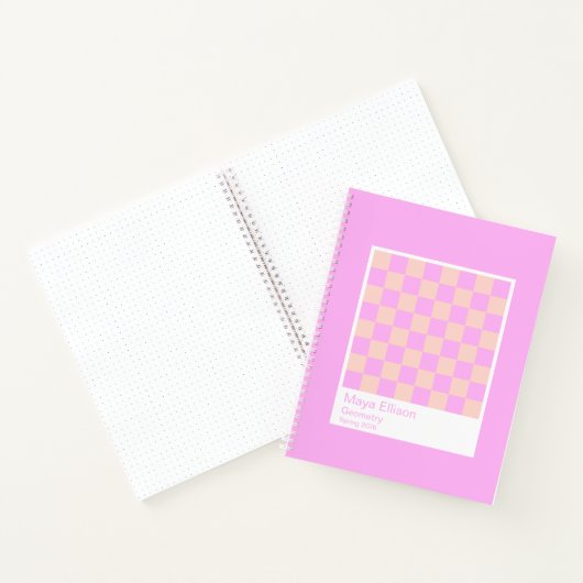 Bubblegum/Peach Modern Checkerboard Notebook Notizblock (Innenseite)