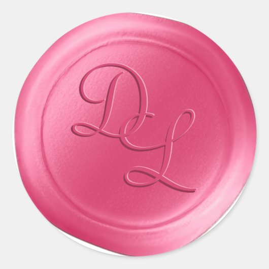 Bubblegum Pink 2 Letter Monogram Wax Siegel Sticke Runder Aufkleber (Vorderseite)