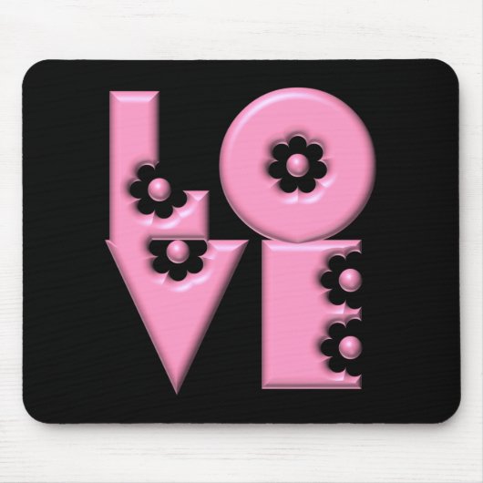Bubblegum Pink 3D LIEBE Square Mousepad (Vorne)