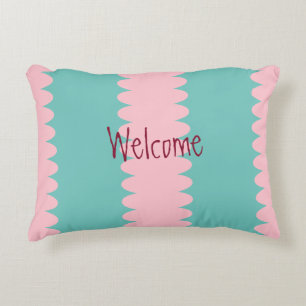 Bubblegum pink & aquamarin, hübsch, willkommen, Ih Dekokissen