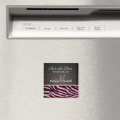 Bubblegum Pink & Black Zebra Streifen Save the Dat Magnet (In Situ (Geschirrspüler))