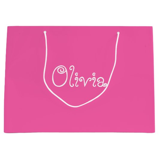 Bubblegum Pink Color Baby Dusche Geschenktasche Große Geschenktüte (Vorderseite)