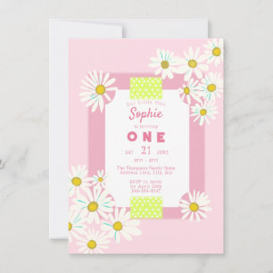 Bubblegum Pink Daisies Rahmen wenig Miss einen Tag Einladung