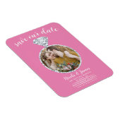 Bubblegum Pink Diamond Ring Blende Save the Date Magnet (Rechte Seite)