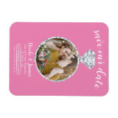 Bubblegum Pink Diamond Ring Blende Save the Date Magnet (Horizontal)