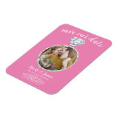 Bubblegum Pink Diamond Ring Blende Save the Date Magnet (Linke Seite)