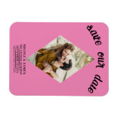 Bubblegum Pink Foto Wedding Save the Date Magnet (Horizontal)
