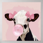 Bubblegum Pink Girly Cow Poster (Vorne)