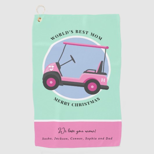 Bubblegum Pink Golf Cart Mama Golfhandtuch (Vorderseite)