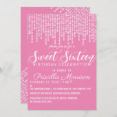 Bubblegum Pink Hanging Diamond Lights Sweet 16 Einladung (Vorne/Hinten)