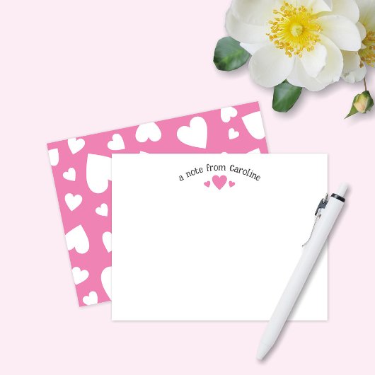 Bubblegum Pink Hearts Niedlich Girly Note Card Mitteilungskarte