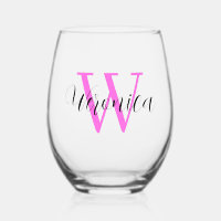 Bubblegum Pink Initial und Black Name | elegant
