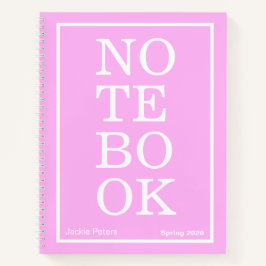 Bubblegum Pink Modern Big "NOTEBOOK" Notebook Notizblock
