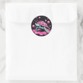 Bubblegum Pink Niedlich Turtle Runder Aufkleber (Tasche)