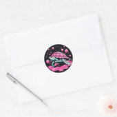 Bubblegum Pink Niedlich Turtle Runder Aufkleber (Umschlag)