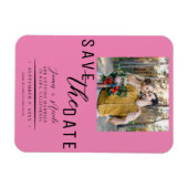 Bubblegum Pink Save the Date Foto Hochzeit Magnet (Horizontal)