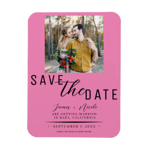 Bubblegum Pink Save the Date Foto Hochzeit Magnet
