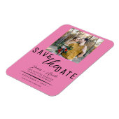Bubblegum Pink Save the Date Foto Hochzeit Magnet (Linke Seite)