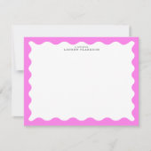 Bubblegum Pink Wavy Frame Note Card Einladung (Vorderseite)