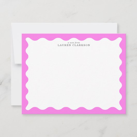 Bubblegum Pink Wavy Frame Note Card Einladung (Vorderseite)