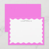Bubblegum Pink Wavy Frame Note Card Einladung (Vorne/Hinten)