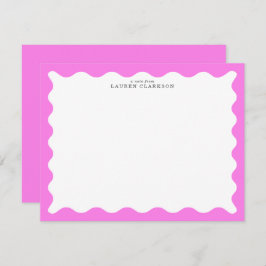 Bubblegum Pink Wavy Frame Note Card Einladung