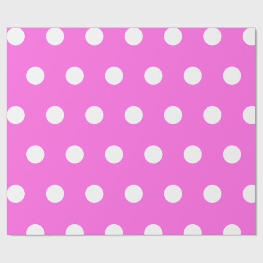 Bubblegum Pink White Medium Polka Dots Geschenkpapier (Flach)
