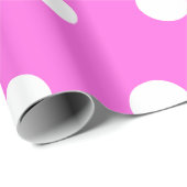 Bubblegum Pink White Medium Polka Dots Geschenkpapier (Rolleneckpunkt)