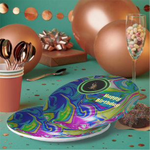 Bubblegum-Rasen-Schalen, Runde Geburtstagspapierpl Pappteller